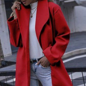 🆕 Trench Coat - Trendy Lapel Open Front Winter Jacket